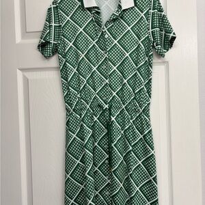 Tuckernuck Green and White Floral Polo Dress